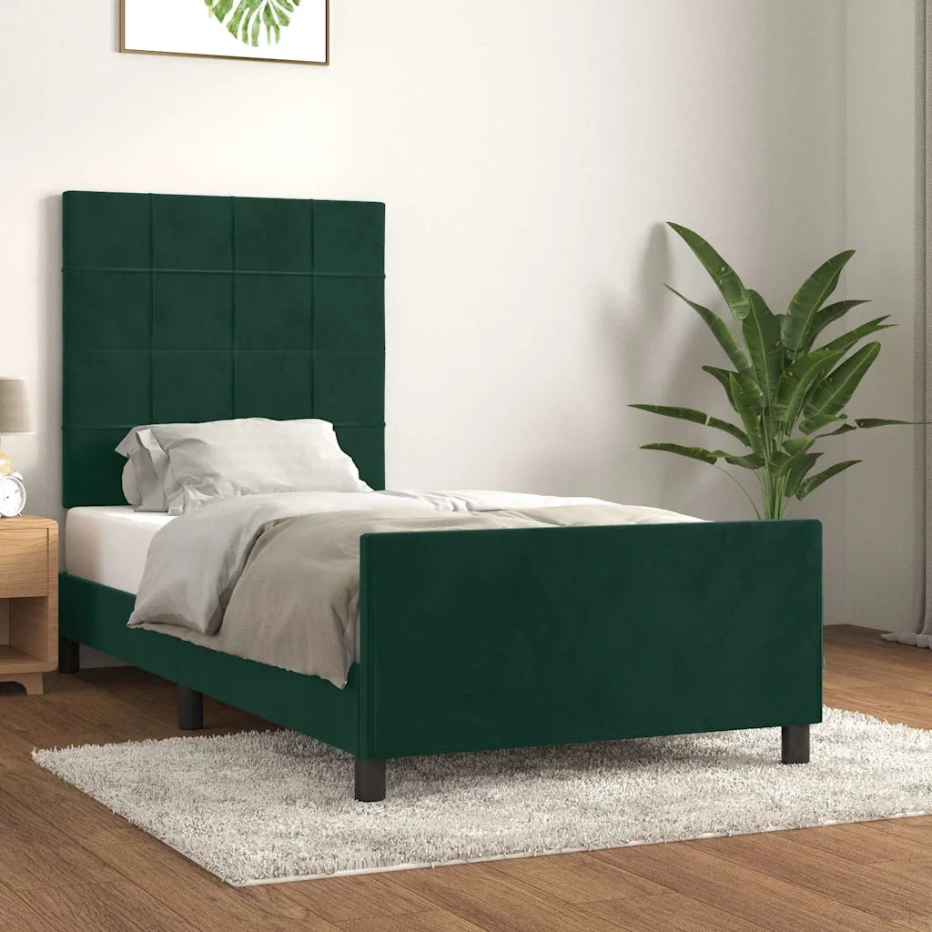 Letto singolo | Letto per adulti | Giroletto senza Materasso Verde Scuro 80x200 cm in Velluto