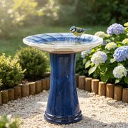 Bagnetto per uccelli ULEVR in ceramica ? 43 cm, h 45 cm, blu e bianco, resistente al gelo