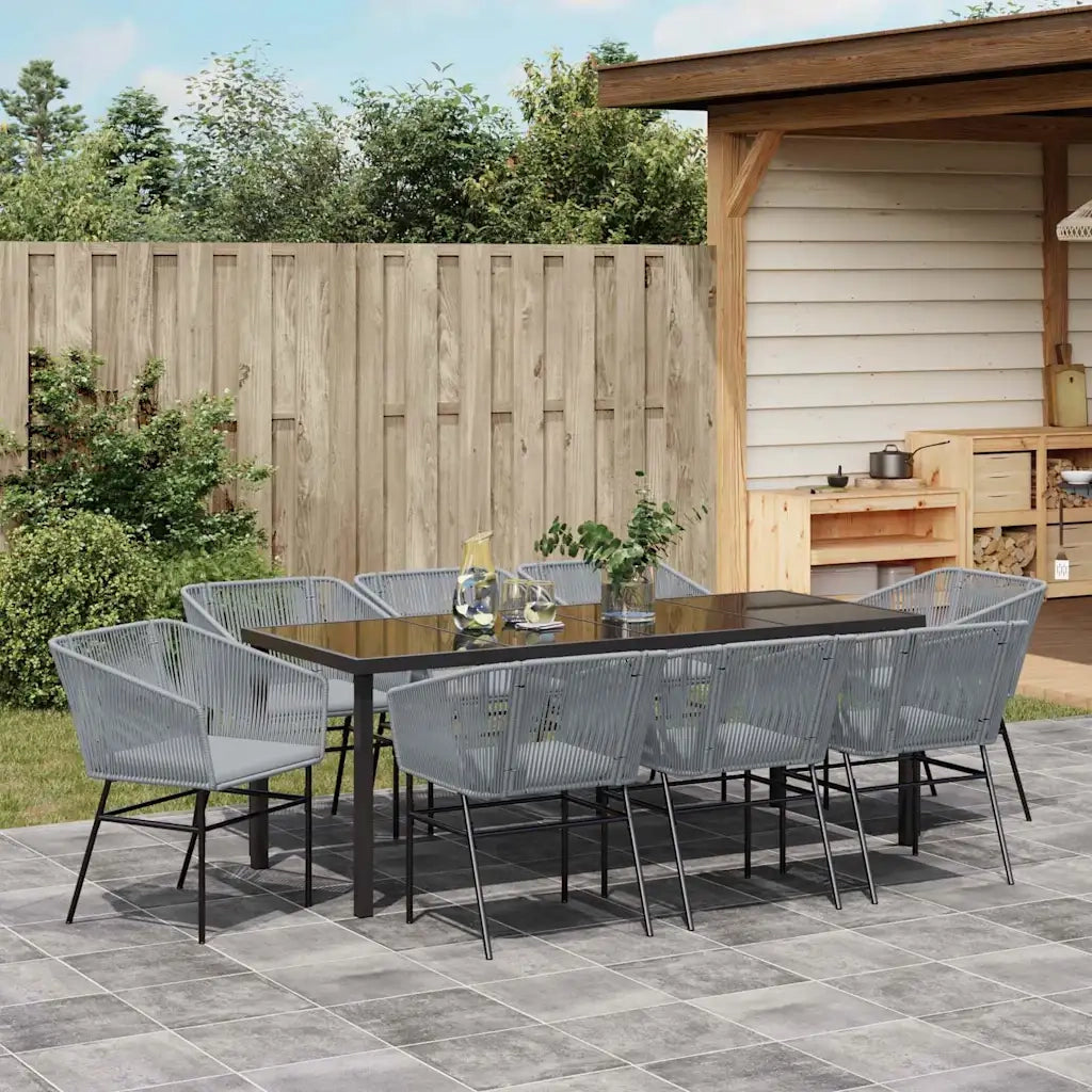 Set da Pranzo per Giardino con cuscino 9 pcs Grigio 3380938