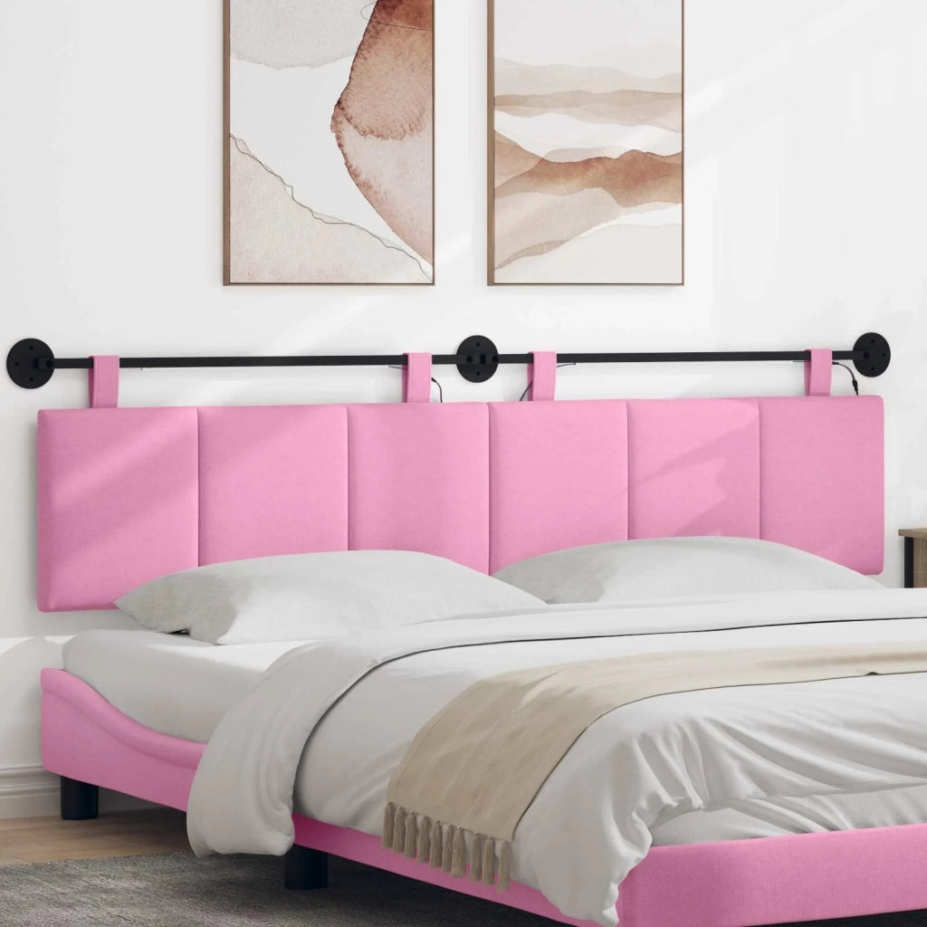 Testiera | Testata sospesa Con luce LED Rosa Tessuto