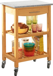 Carrello da Cucina in Bambù e Pietra - Dimensioni 58x85x40 cm