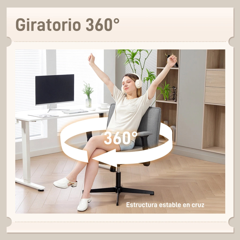 Sedia da Ufficio con Braccioli Regolabili e Schienale Grigio ¨C Minimal ¨C 60x60x110 cm