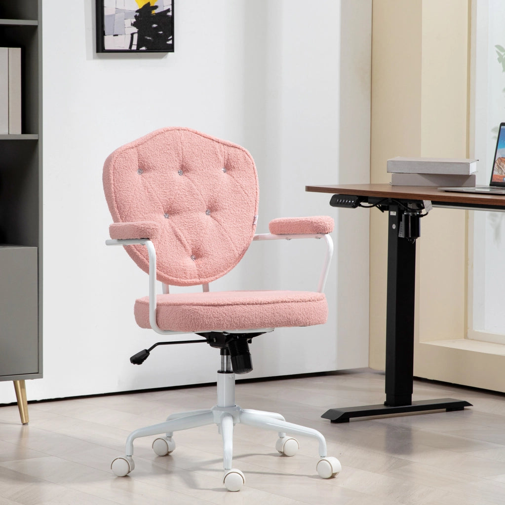 Sedia da ufficio rosa in tessuto con funzione oscillante