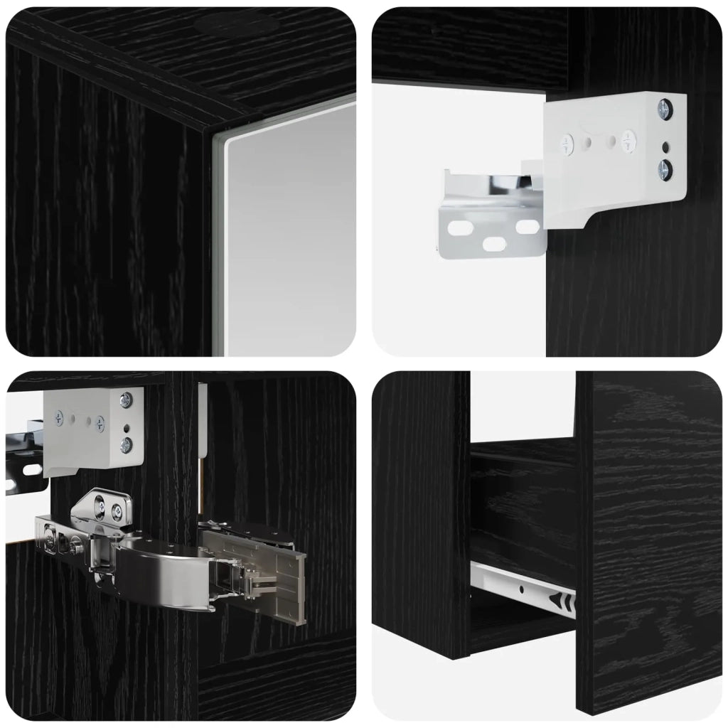 Set di mobili per il bagno 4 pz Rovere Nero 3406776