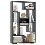 Scaffale per libri alto 120cm con ripiani aperti-Libreria geometrica con kit anti-ribaltamento per ufficio Nero