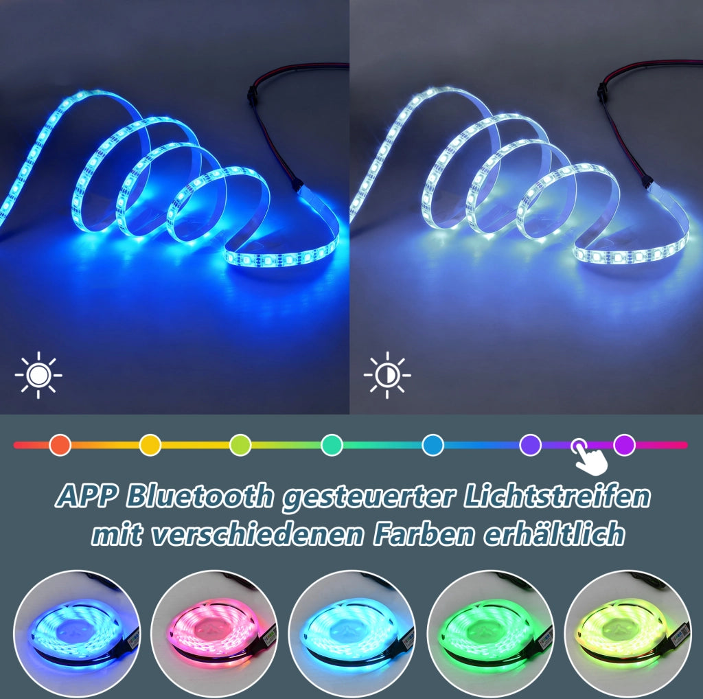 Mobile TV moderno nero con illuminazione LED e due cassetti