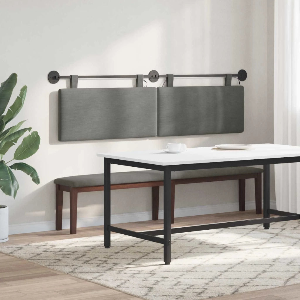 Testiera | Testata sospesa Con luce LED Grigio Scuro Tessuto in Cords