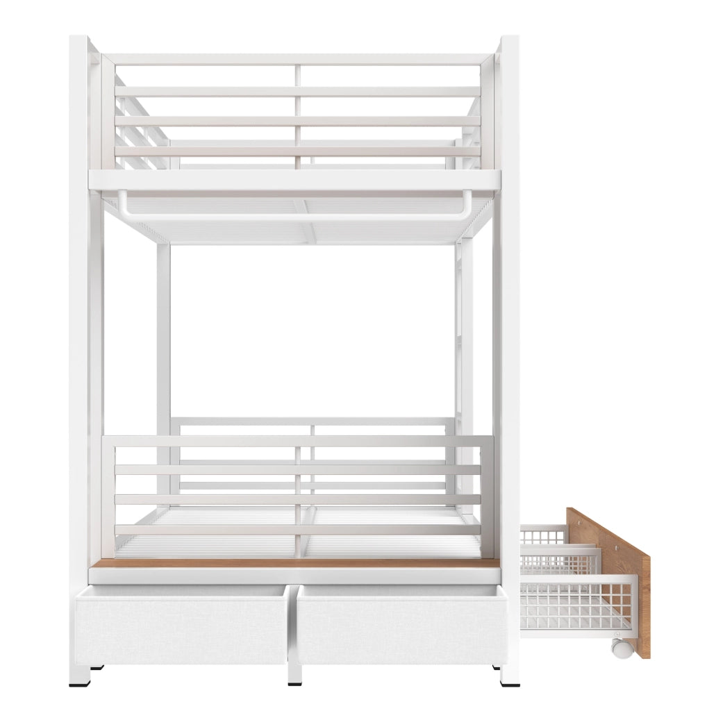 Letto a castello 90x200 cm con cassetti, LED e appendiabiti