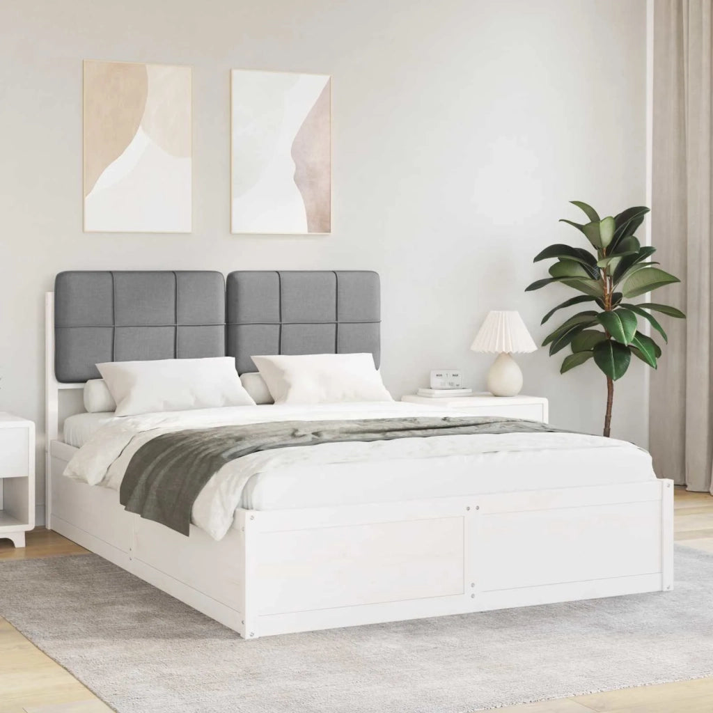 Letto con Testiera Rivestita Grigio chiaro 160 x 200 cm