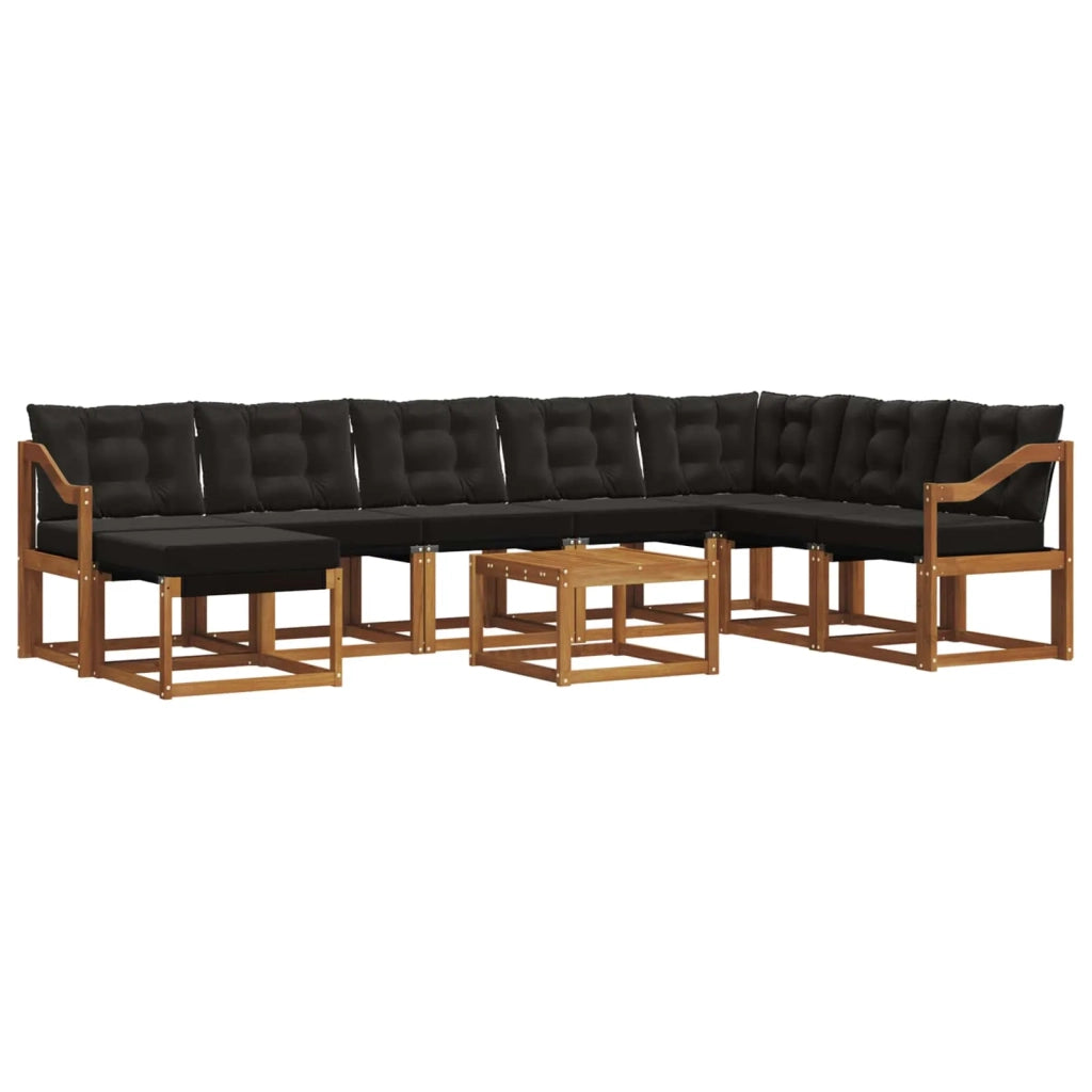 Set di divani da esterno con cuscino 9 pcs Naturale e Nero 3368987