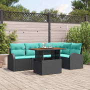 Set Divano da Giardino con archiviazione 6 pcs Nero Poly Rattan 3358328