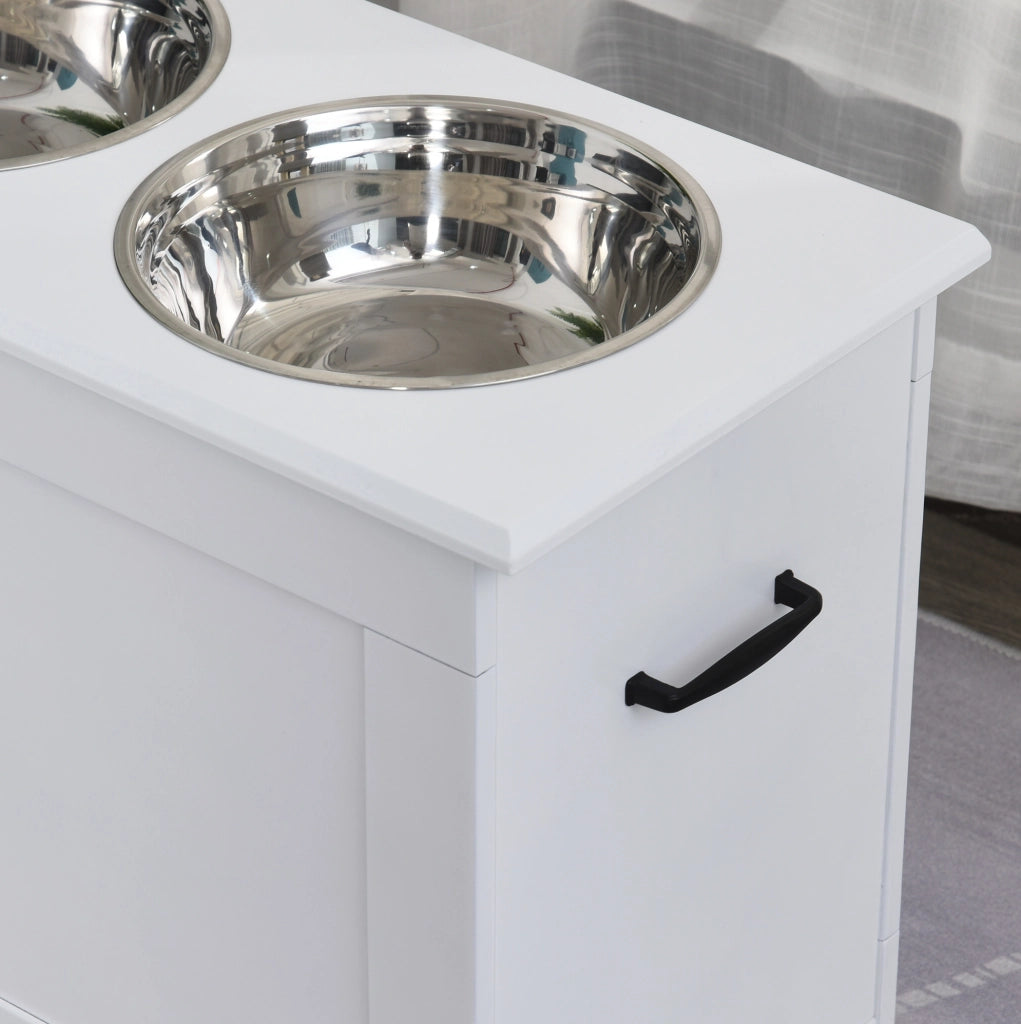 Supporto rialzato per ciotole 60x30x41 cm MDF bianco 2 x 2000 ml con vano
