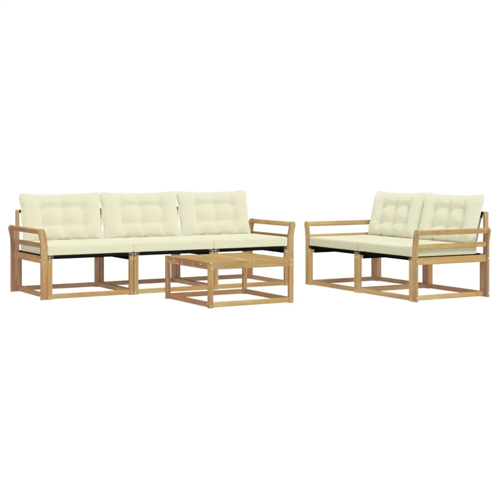 Set di divani da esterno 6 pz Bianco e Crema 3388420