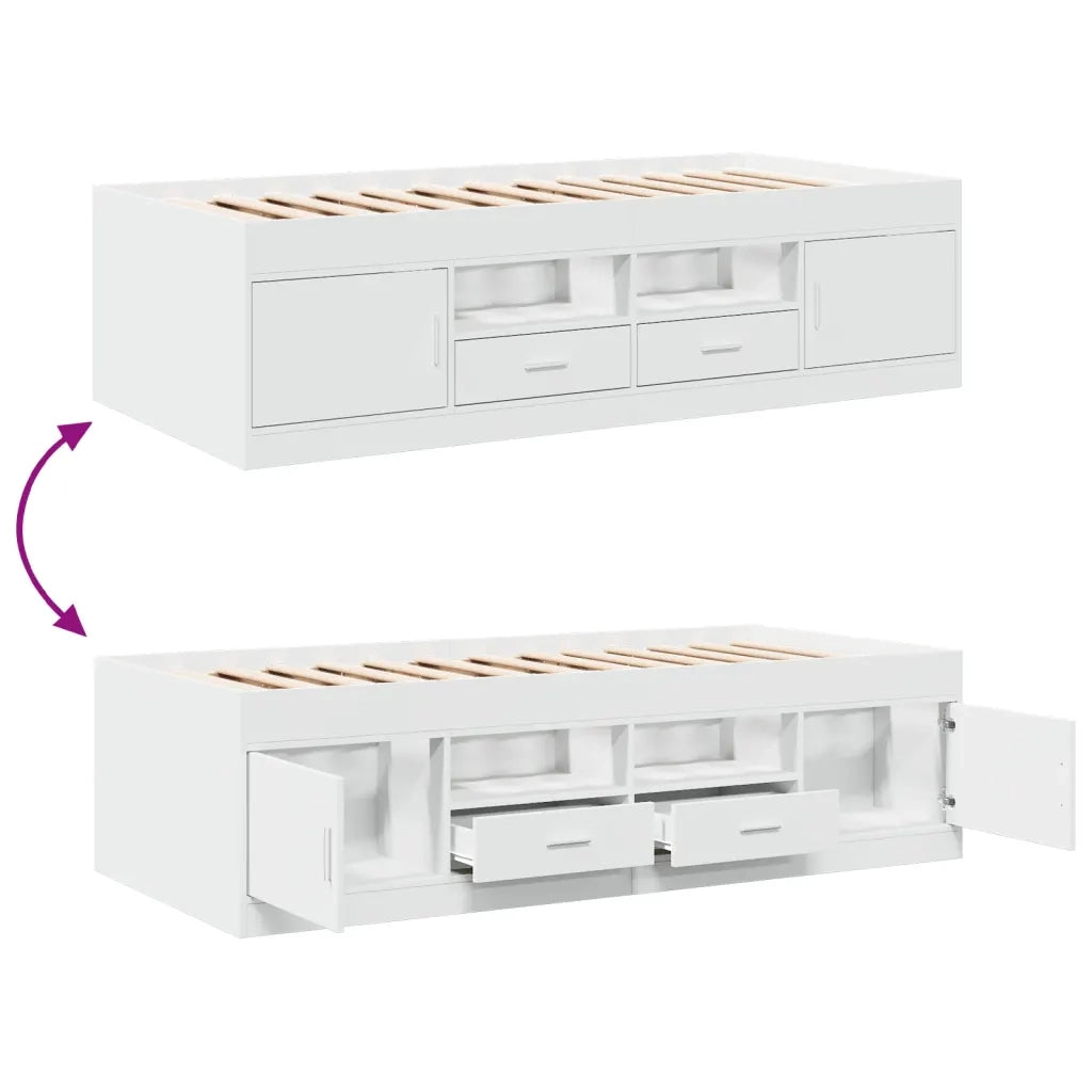 Divano Letto con Cassetti senza Materasso-Sofa Letto-Daybed Bianco 90x190 cm 669230