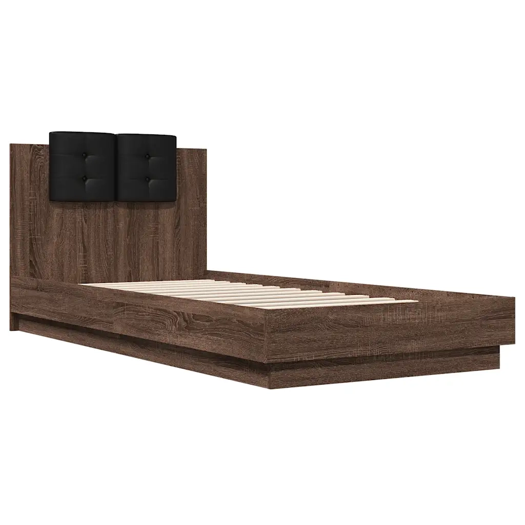 Letto singolo | Letto per adulti | Giroletto Testiera Rovere Marrone 100x200 cm Legno Multistrato