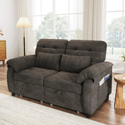 Divano letto 3 in 1 in tessuto Chenille grigio con due cuscini e schienale regolabile