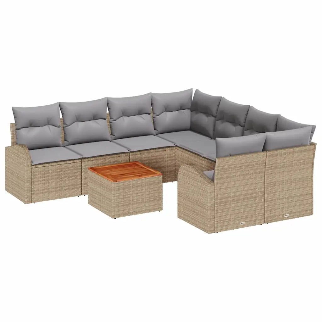 Set Divano da Giardino 9 pcs Beige e Grigio Chiaro polyrattan 3356229