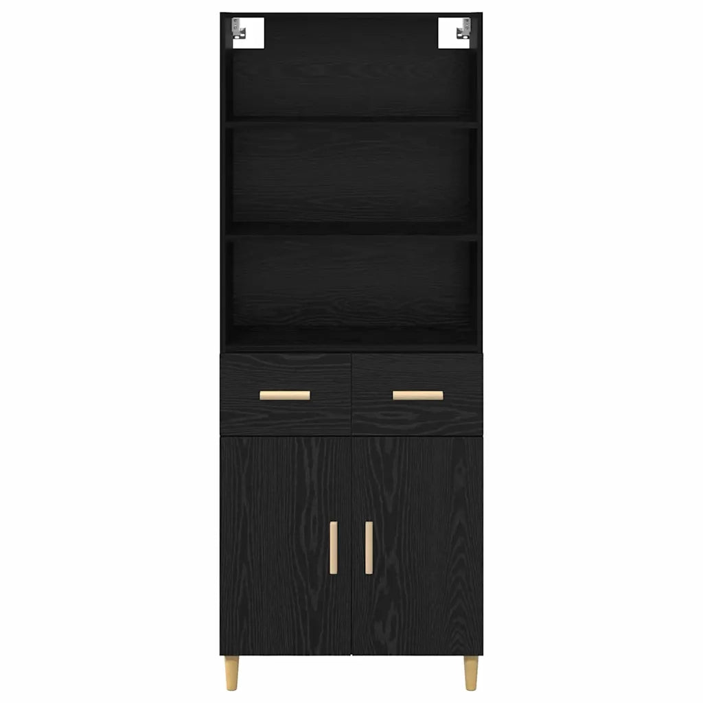 Credenza | Madia | Buffet da pranzo | Armadio da pranzo Rovere Nero 69,5 x 32,5 x 180 cm Legno multistrato