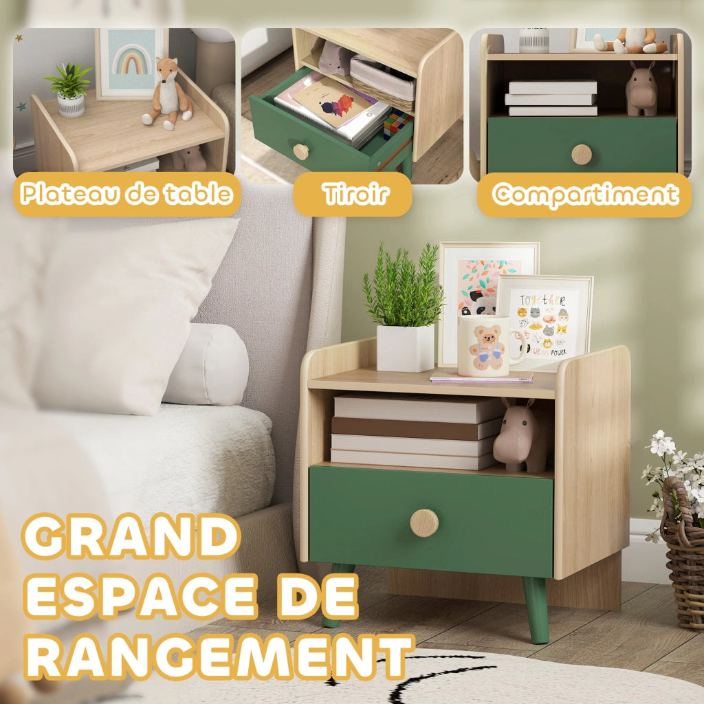 Tavolino da notte per bambini con cassetto e nicchia ¨C Minimal ¨C Legno