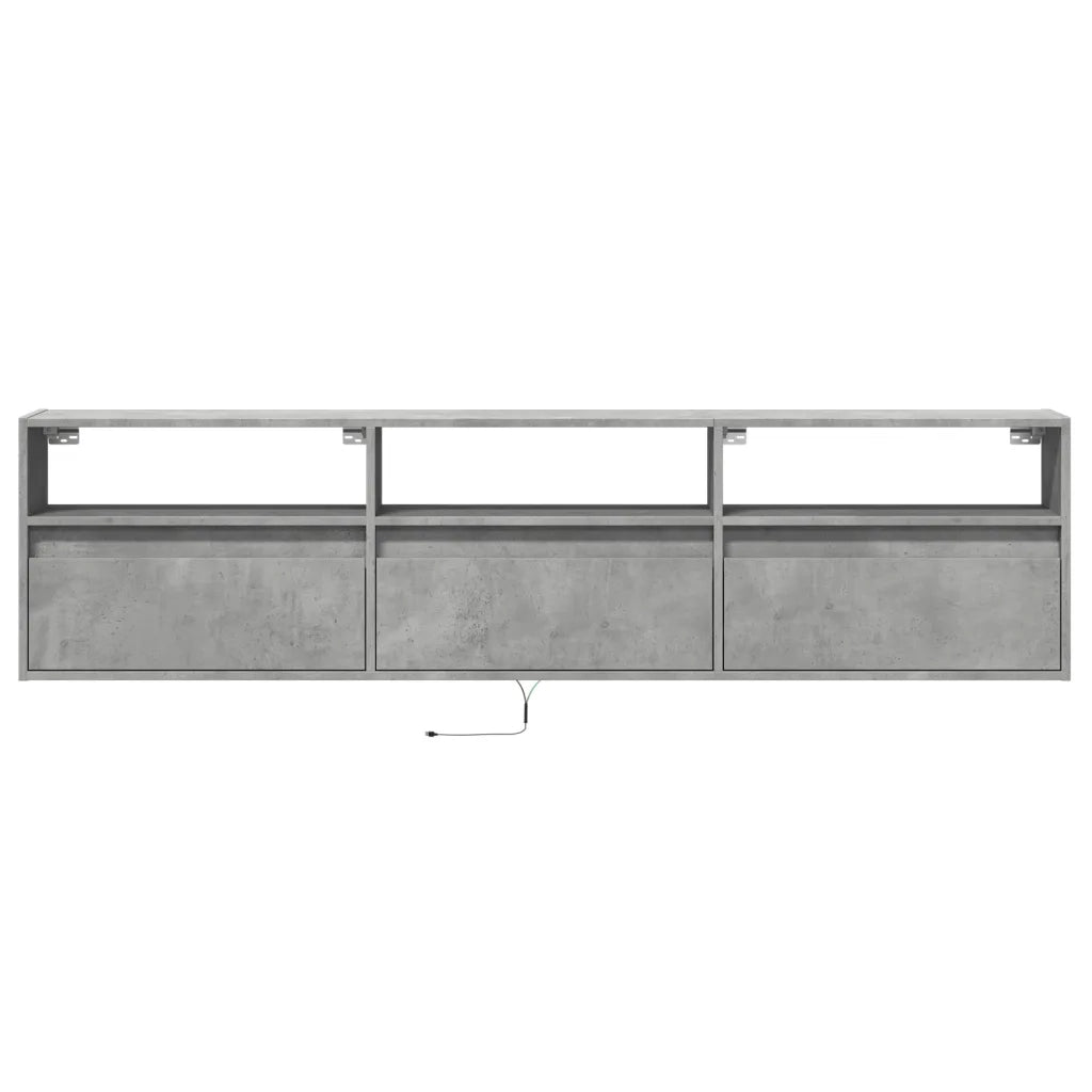 Mobile TV a Parete | Armadietto TV | Mobile Porta TV con LED Grigio Cemento 180x31x45 cm