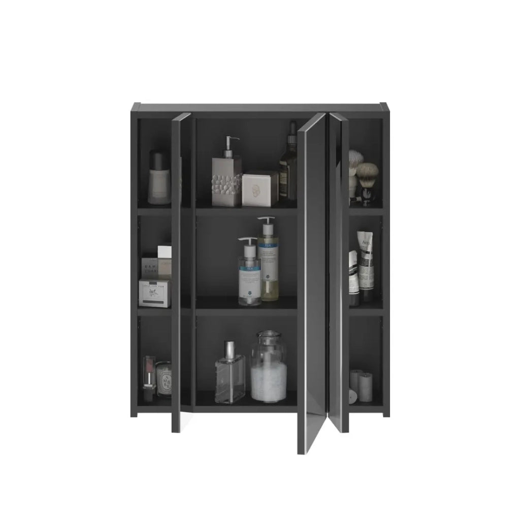 Mobile da bagno con specchio - Nero lucido - KLEANKIN
