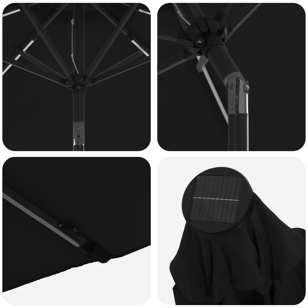 Ombrellone da giardino-Parasol da giardino con luci LED e base 300 x 300 cm Poliestere 791841