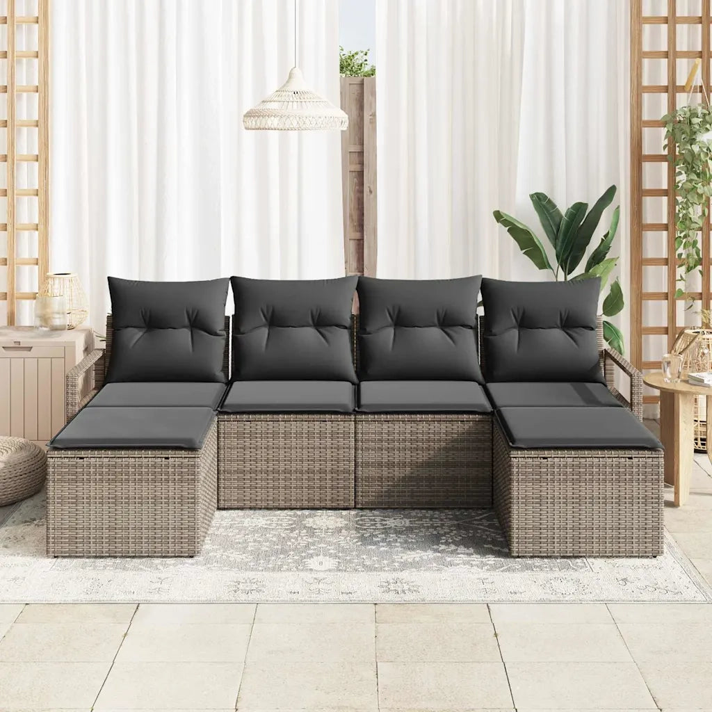 Set di divani con cuscino 6 pcs Grigio polyrattan