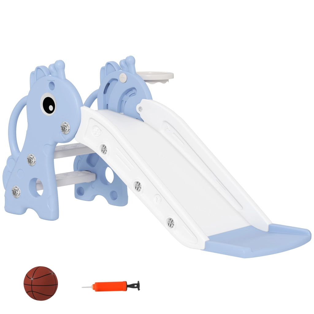 Casetta Gioco 3 in 1 con Scivolo, Scala e Canestro ¨C Minimal ¨C 106x51.5x52 cm Blu