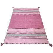 Tappeto ANTIQUE KILIM ROSA cm.60x90 tessuto a mano in cotone e ciniglia