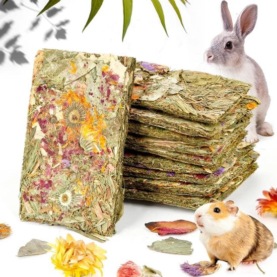 Prodotti alimentari per cavi e conigli - 10 pezzi - Granuli di timothy con kraker - Cibo per cavi e conigli - Adatto anche per chinchilla e hamsters - Con erbe - Snack per conigli