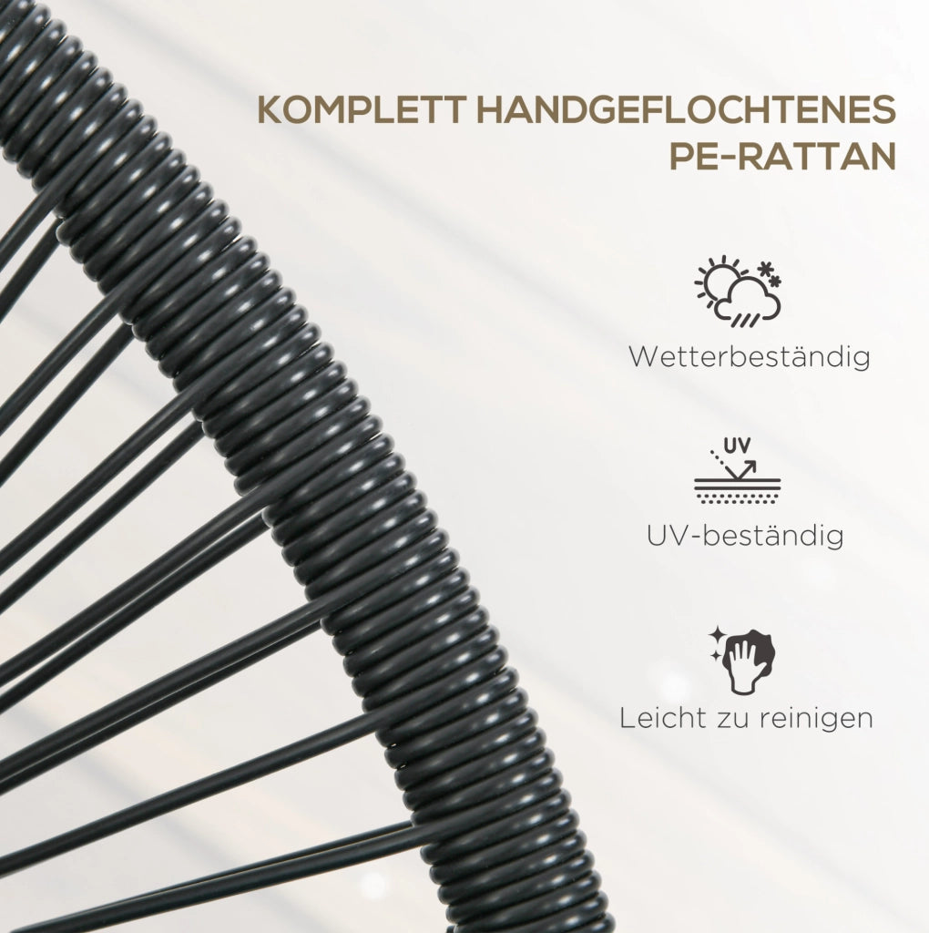 Divanetto da esterno 2 posti in rattan PE nero 132 cm