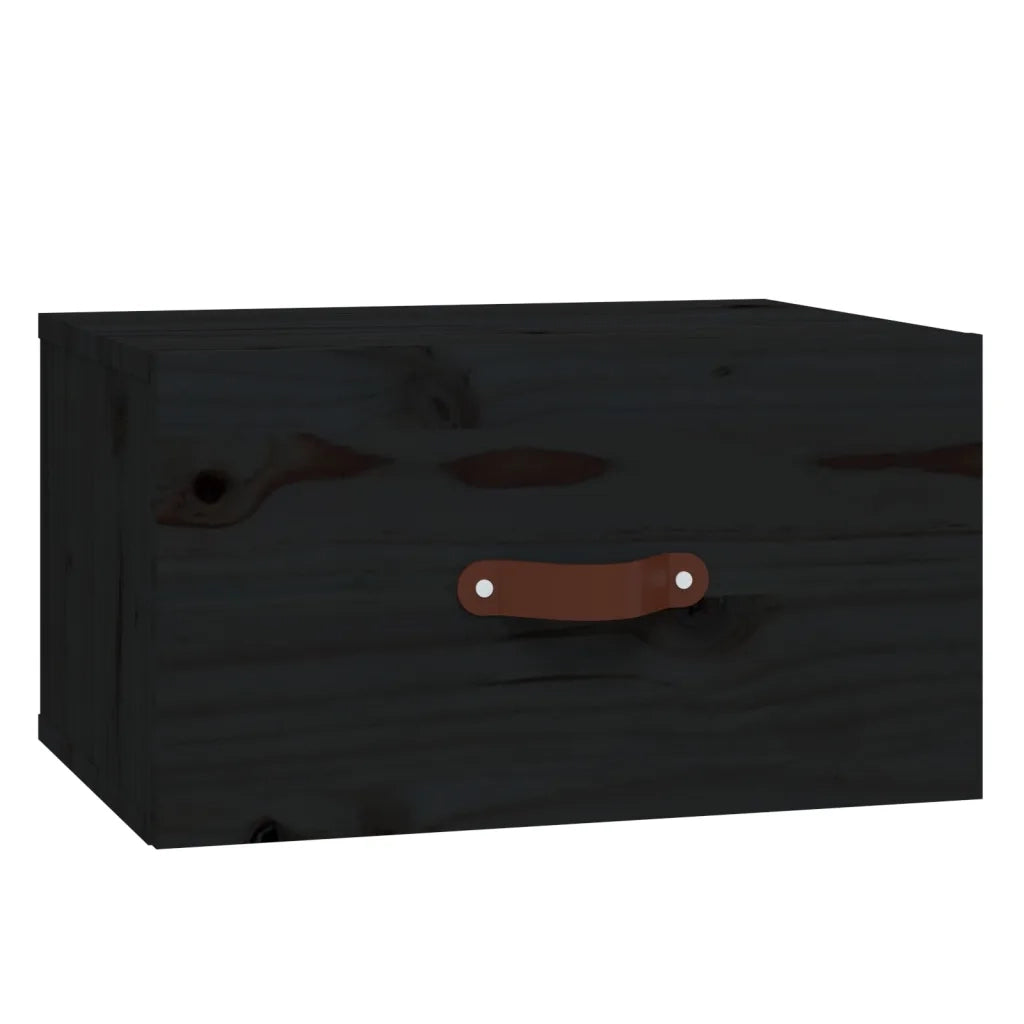 Set di 2 Comodini | Armadio da Notte | Mobiletto da notte a Muro Neri 40x29,5x22 cm