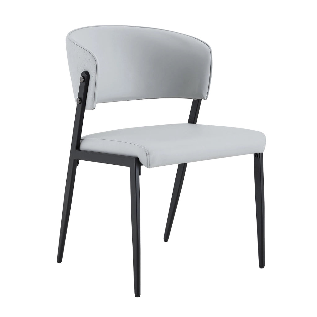 Set 2 sedie da pranzo imbottite in PU grigio chiaro con struttura in metallo HOMVRA