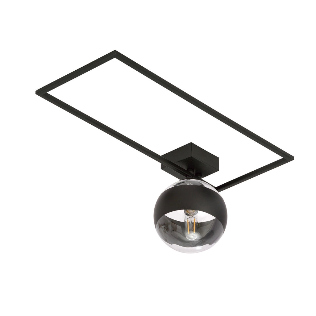 Plafoniera Moderna Perseo Acciaio Nero Trasparente Mod1 1 Luce E14