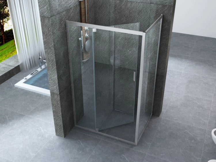 Box doccia Cristallo 6 mm 2 lati - Fisso piu' porta semi battente Trasparente - Misura: 70 x 140 x H190 cm