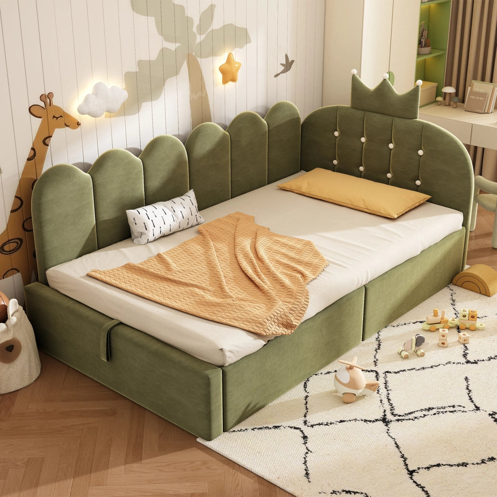 Letto da giorno 90x190 cm in velluto verde