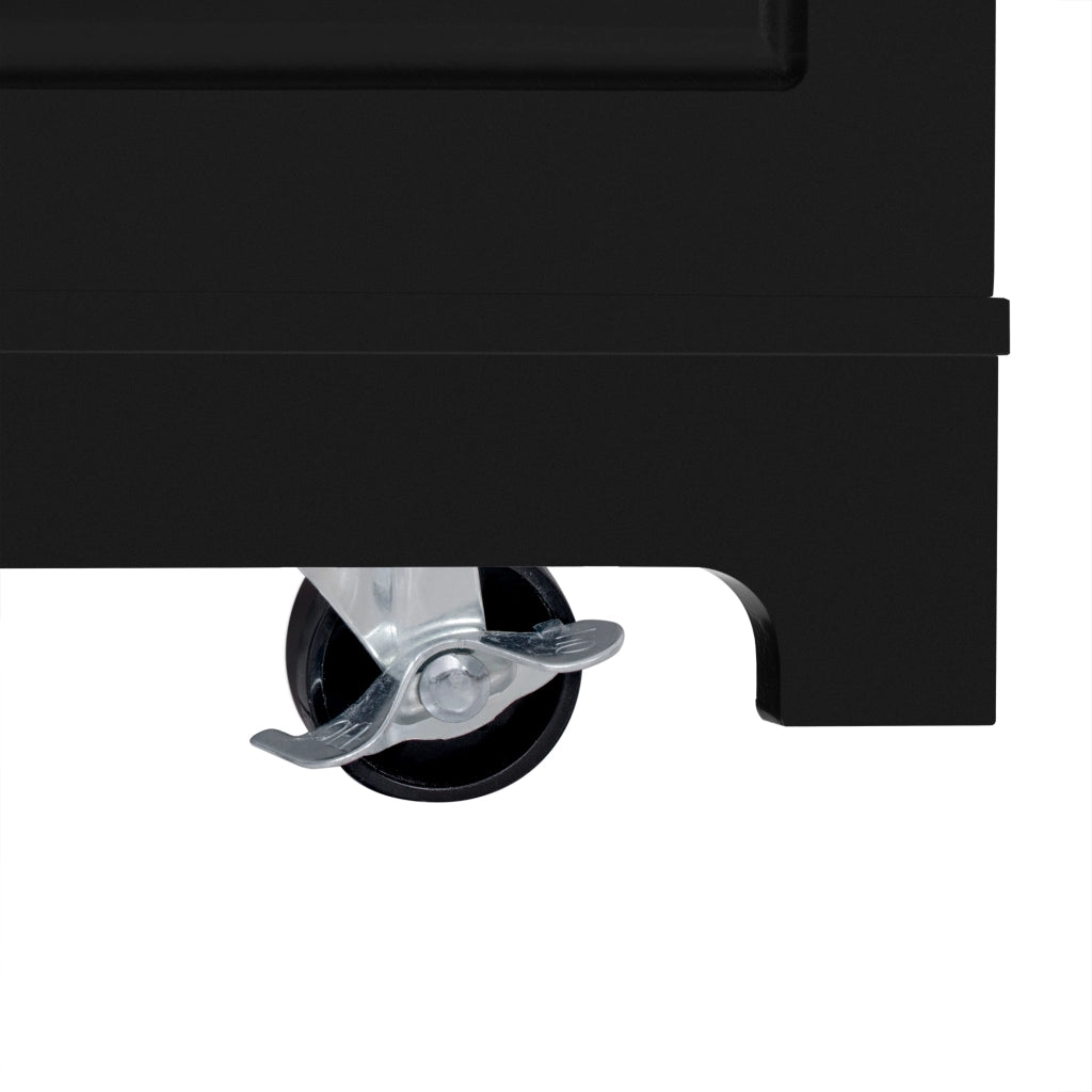 Isola da cucina mobile con piano ribaltabile prese elettriche vano rifiuti MDF nero naturale 131.8 × 40-70 × 93.3 cm