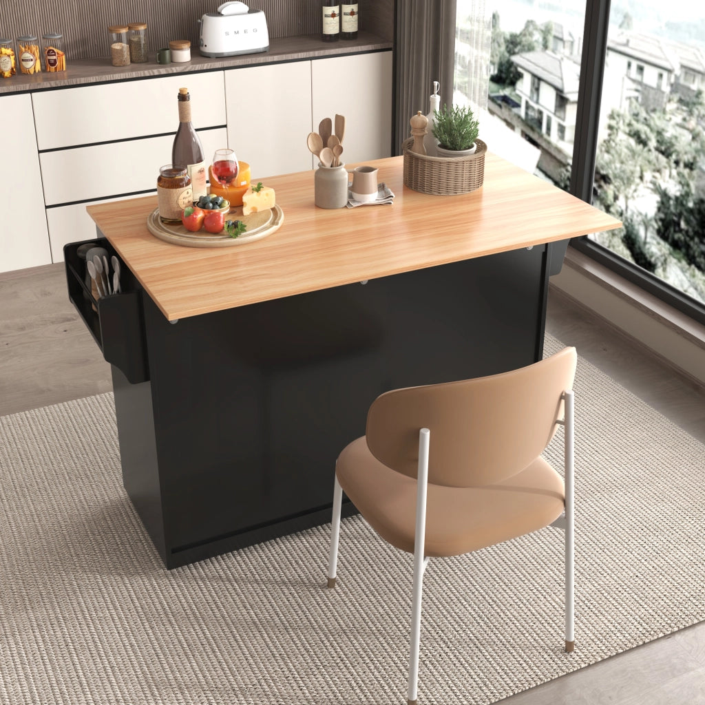 Carrello da cucina con piano pieghevole, 4 ante e 2 cassetti, ruote, per cucina e sala da pranzo, 120 × 46 × 91.5 cm