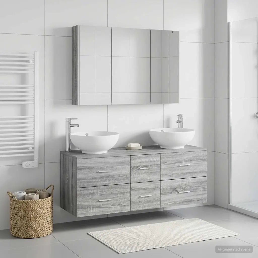 Set di mobili per il bagno 4 pz Sonoma grigio 3406988