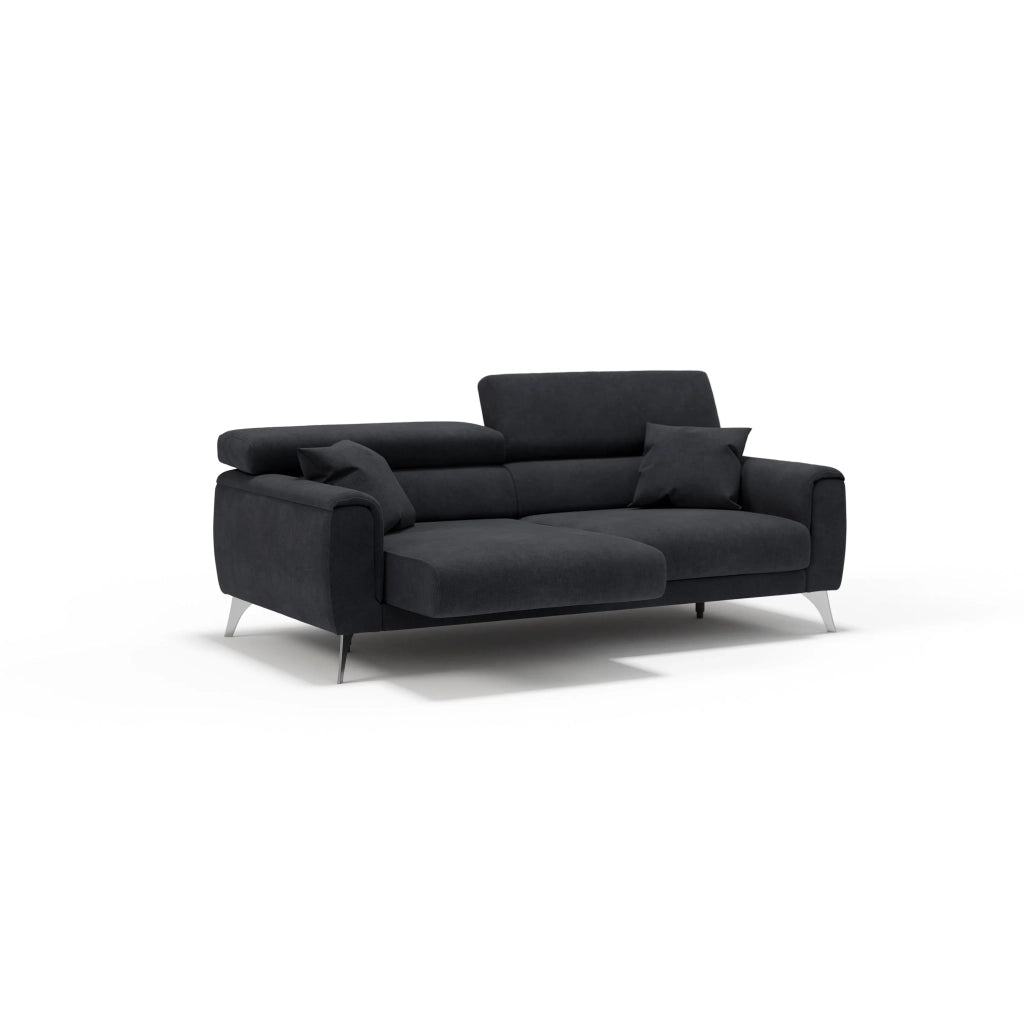Caravaggio Divano con sedute allungabili e poggiatesta reclinabili in tessuto impermeabile T02 199 cm nero