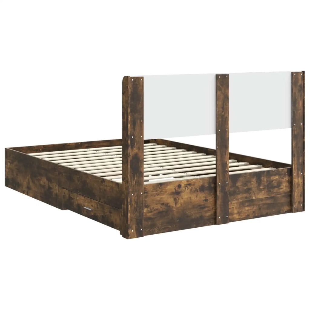 Struttura del letto con stoccaggio e testata Rovere Fumo 3414479