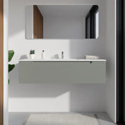 Mobile bagno sospeso 120cm smoke green opaco un cassettone con lavabo bianco opaco| Bako