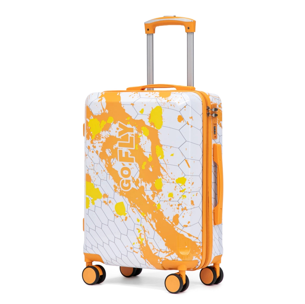 Trolley rigido arancione in PC, 4 ruote e lucchetto a combinazione