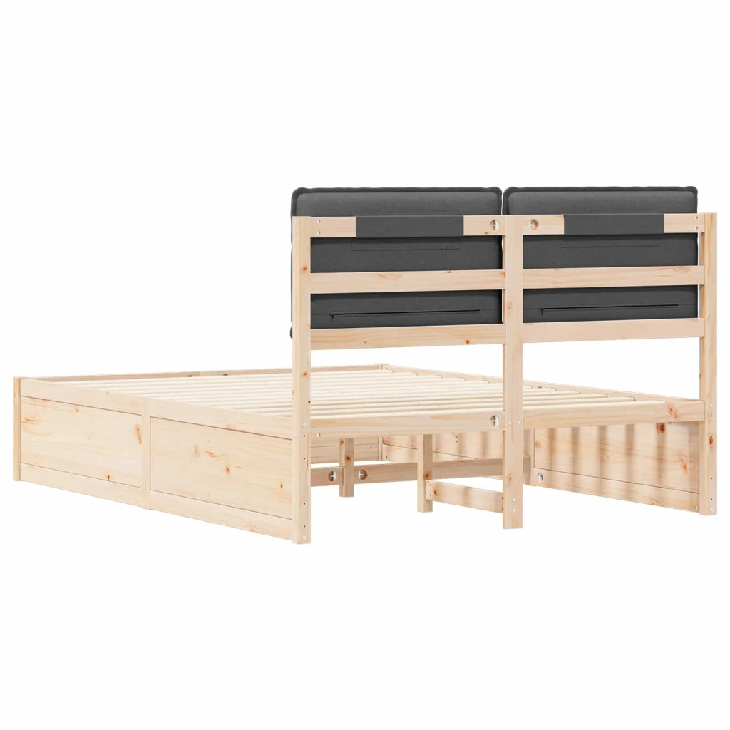 Letto con Testiera Rivestita Grigio scuro 140 x 190 cm