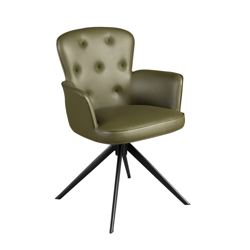 Sedia girevole in similpelle verde scuro