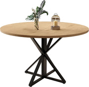 Tavolo da Pranzo Rotondo 120 cm per 4-6 Persone Struttura Metallo - Legno Naturale