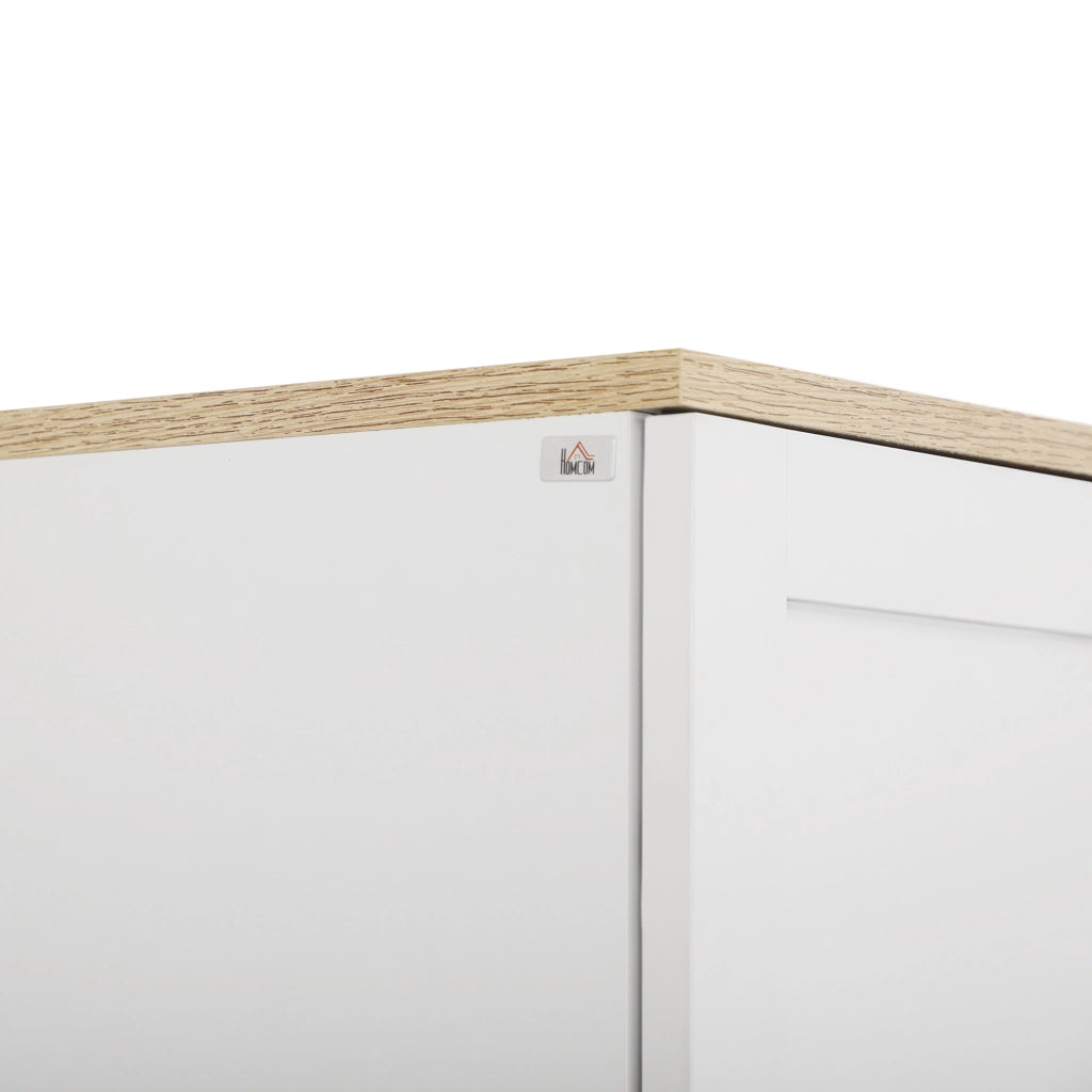 Mobile Dispensa da Cucina in Legno con 5 Ripiani Regolabili e 4 Ante, 60x30x170.5 cm, Bianco e color Legno