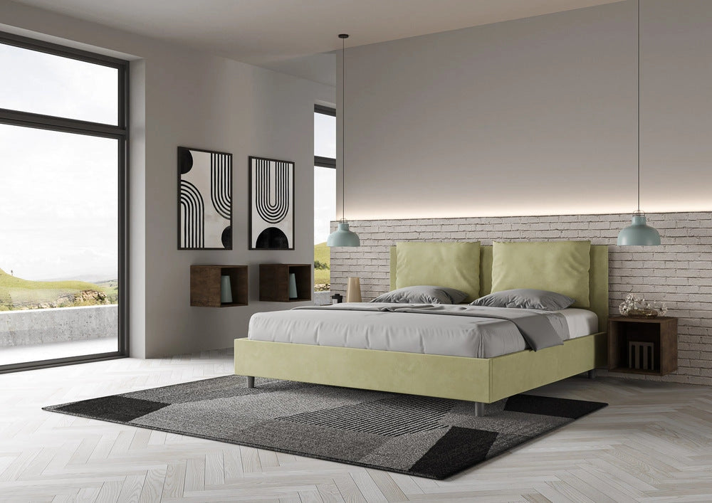 Letto Matrimoniale Large 170x190 cm con Rete e Contenitore Antea Tè Verde