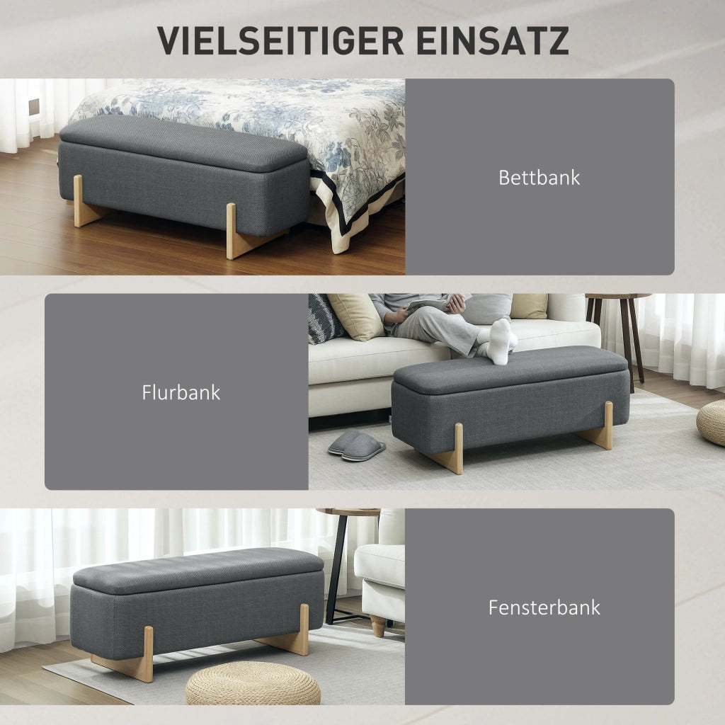 Sgabello con contenitore ¨C Minimal ¨C 111x44x44,5 cm, tessuto, grigio scuro