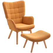 Poltrona Relax con Poggiapiedi e Gambe in Legno ¨C Minimal ¨C Tessuto Cord Marrone